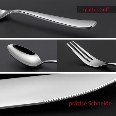 Набір столових приборів 60 предметів для 12 осіб з нержавіючої сталі – елегантний набір, полірований до блиску, безпечний для посудомийної машини та стійкий до іржі; для стильного сервірування столу в будні та на свята (Модель 6)