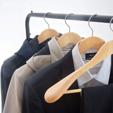 MECOREX Suit Hangers, 10-Piece Set, Solid Wood Clothes Hangers with Extra Wide Shoulders, Non-Slip, for Shirts, Coats, Jackets, Pants, Suits, 360° Swivel Hook (Natural Wood Color)