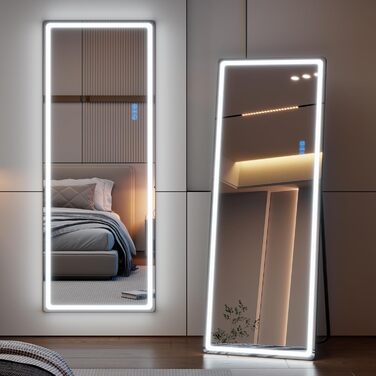 Дзеркало для тіла LVSOMT з підсвіткою, 120x40 см, настінне/на двері, LED, чорне