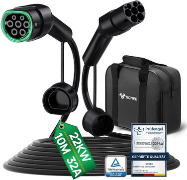 Кабель зарядки для електромобіля GONEO Typ 2 (11kW, 16A, 10м) - 3 фази, Mode 3, з сумкою