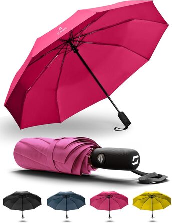 Стійкий до вітру парасолька STYNGARD OSLO Pink: захист від дощу до 140 км/год, автоматичне відкриття, тефлонове покриття