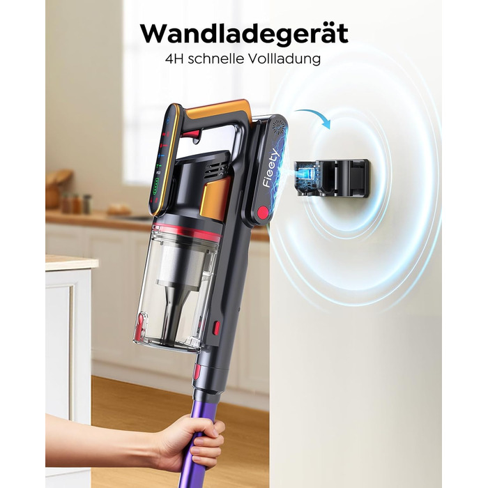 Бездротовий акумуляторний пилосос Fieety 600W з турбощіткою для тварин, 65 хвилин роботи, 8-шарова фільтрація та ароматерапією, для дому, авто та твердих поверхонь