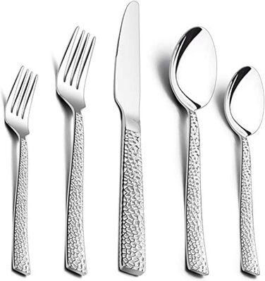 Cutlery Set, HaWare 60-Piece Stainless Steel Cutlery Set with Knife, Fork, Spoon, Dinner Cutlery for 12 People, Hammered Handle Table Cutlery for Home/Party/Hotel/Restaurant, High-Gloss Polished & Dishwasher Safe