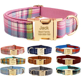 Персоналізоване собаче ошийник з металевою застібкою: з іменем та номером телефону. Регульовані розміри для собак середніх та великих порід.