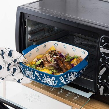 Wisenvoy Backform Ceramic Brownie Pan 9x9 Baking Dish Casserole Dish Lasagna Pan Square Rose Dish Pan Bakeware Sets Blue