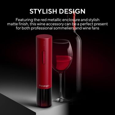 Premium Electric Corkscrew with Charging Station - Integrated Foil Cutter - Packaged in a High-Quality Gift Box - Black/Silver (Valenze - Red)