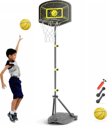 GILIKOKO Adjustable Basketball Hoop Set - Outdoor & Indoor Kids Basketball Set with Stand (110-190cm)