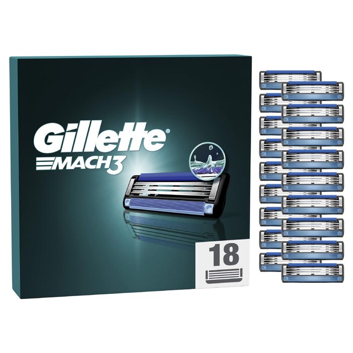 Смінні касети для бритви Gillette Mach3, набір 18 шт, чоловічі леза для вологого гоління