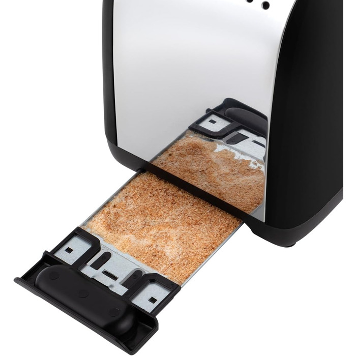 Тостер Russell Hobbs Colours Plus на 2 тости, нержавіюча сталь, чорний, з широкими відділеннями, підставкою для булочок, 6 режимів підсмажування, функцією розморожування, Lift & Look, 1600 Вт (26550-56)