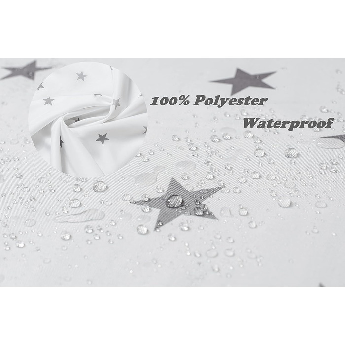 Штора для душу YOUNG DA текстильна біло-сіра з малюнком 