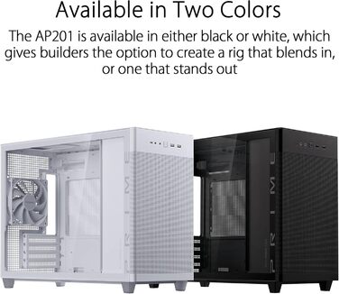 Корпус ASUS Prime AP201 MicroATX чорний (33 літри, підтримка 280/360 мм кулерів, відеокарти до 338 мм, ATX блок живлення)