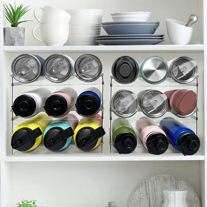 4-Piece Stackable Bottle Rack, Plastic Bottle Holder for Refrigerator, Cabinet, Kitchen Organizer Storage & Organization, Wine Bottle Kitchen Cabinet Storage
