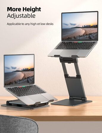 NULAXY Adjustable Laptop Stand - Ergonomic, Portable, Foldable, Supports 10kg, 10-17 inch Compatible - Space Grey