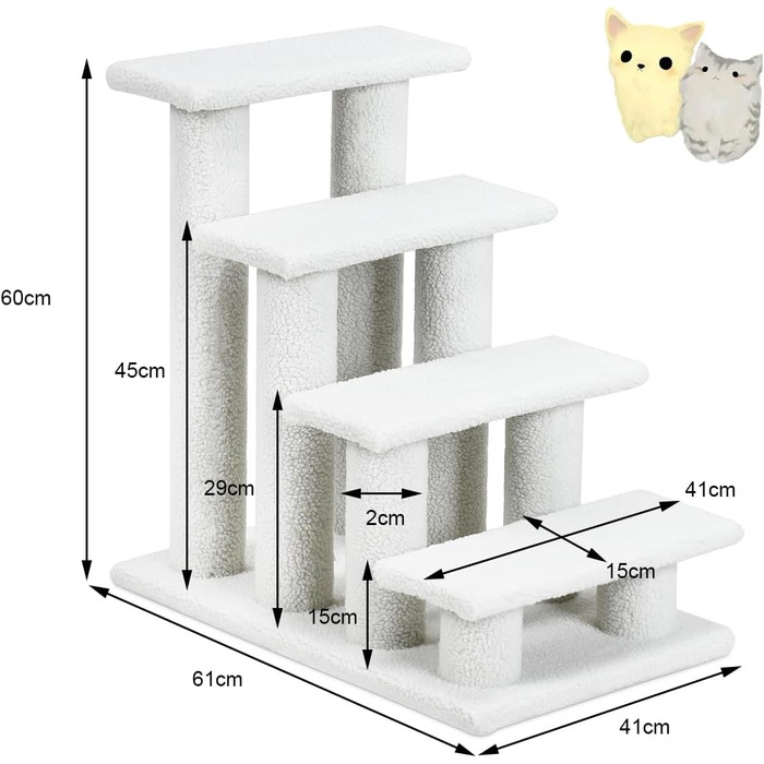 Сходи для котів SOARS, 4-ступеневі, до 25 кг, для собак, котячий комплекс, 61 x 41 x 60 см