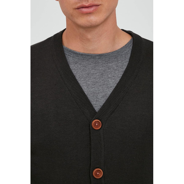 Чоловічий кардиган Blend BHLennard з в'язаного полотна з V-подібним вирізом, на ґудзиках, бавовняна суміш, Regular fit, чорний (70155)