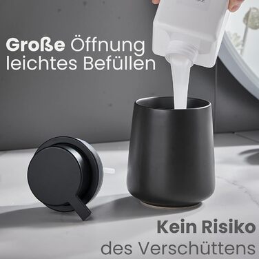 Дозатор мила Cleangang чорного кольору для кухні та ванної кімнати - диспенсер для мила, дезінфікуючого засобу, рідини, кераміка, великий носик