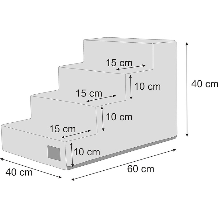 Східні сходинки для собак та котів Tiertreppen - 4 сходинки, висота 40 см, матеріал - дерево (Asche)