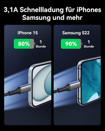 Кабель USB-C на USB-C, 3.1A, 2м, нейлон, чорний - для iPhone, Samsung, Google Pixel