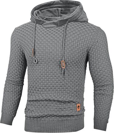 Пуловер чоловічий Tarainya, теплий светр з капюшоном, трикотажний, довгий рукав, колір сірий (C), розмір XL