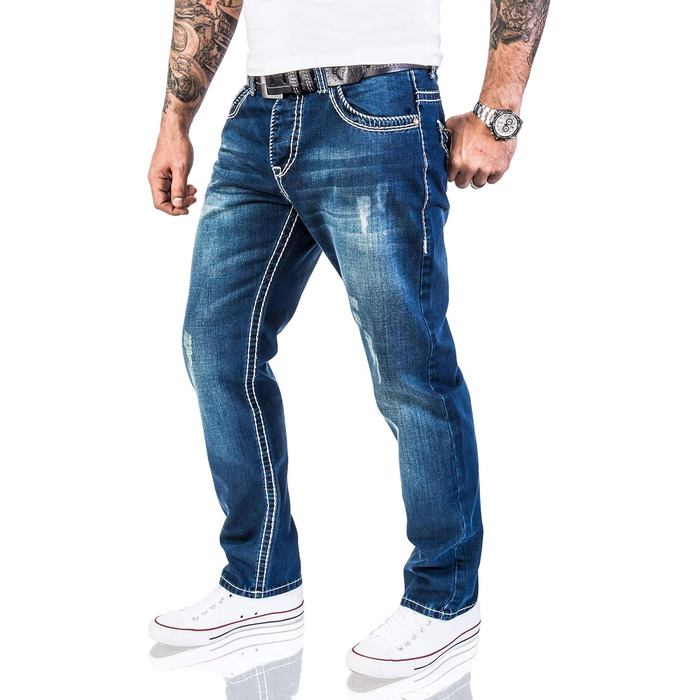 Чоловічі джинси Rock Creek RC-2056 вінтажно-сині з товстими швами, 40W/30L