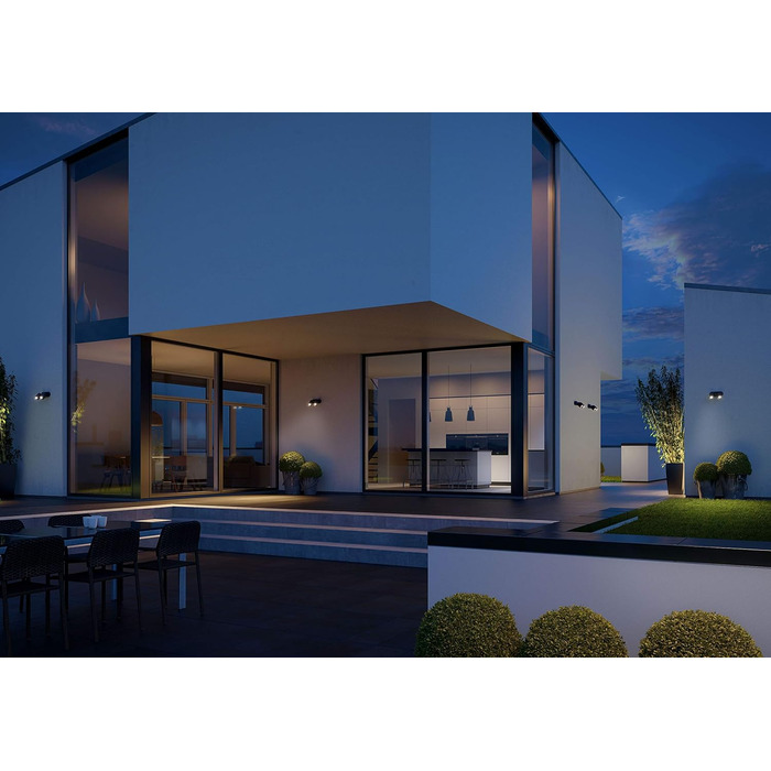 Steinel LED Spotlight DUO SC Connect, smart outdoor wall light, motion sensor, dimmable, controllable via app, schedule function, 7 W, 3000K, Anthracite