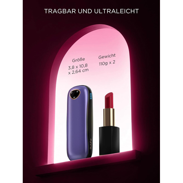 Електричні грілки для рук Funme® 10000mAh (2 шт.) з подарунковою коробкою. USB Powerbank, багаторазові, портативні, до 60°C, для жінок, ідеальні для активного відпочинку. OT95 (фіолетове золото)