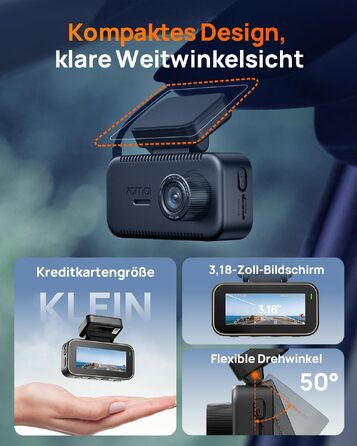 Автомобільний відеореєстратор 70mai A810 Lite 4K з Wi-Fi 6, передня та задня камери, чорний (Carbon Black)