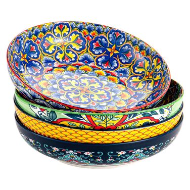 Набір салатників та тарілок HENXFEN з порцеляни (4 шт.) - 1330 мл, богемський стиль