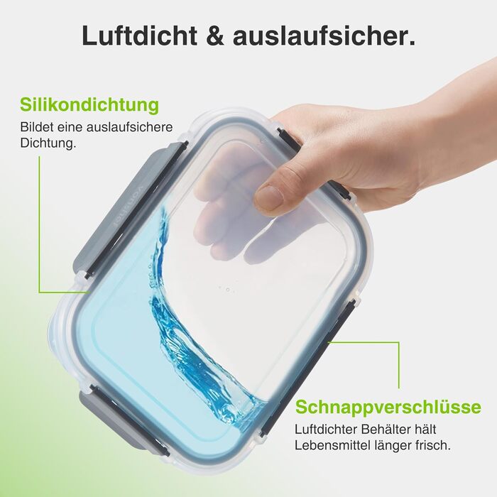 Набір контейнерів VonShef для зберігання їжі (10 шт.) – 1050 мл та 370 мл, придатні для духовки та мікрохвильової печі, миючі в посудомийній машині, герметичні та витікання, ідеальні для приготування їжі на тиждень