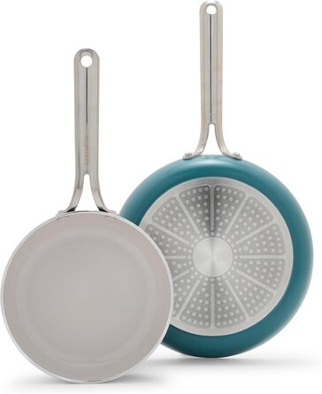 Набір сковорідок GreenPan Nova: 20.3 см та 25.4 см, індукційні, без PFAS, антипригарне покриття з кераміки, безпечні для здоров'я, придатні для миття в посудомийній машині та духовці