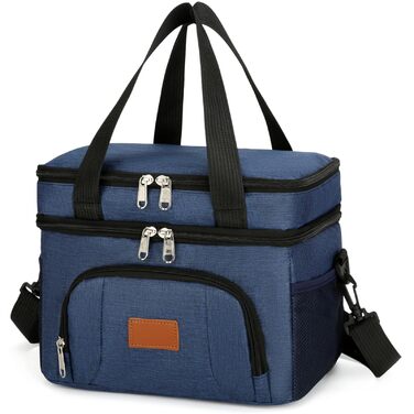 Термосумка JANSBEN для 12 банок, ізольована сумка-ланчбокс з 6 відділеннями, для роботи, пікніка та авто (Блакитна)