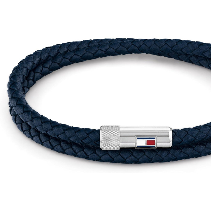 Чоловічий шкіряний браслет Tommy Hilfiger з магнітною застібкою (повністю чорний)