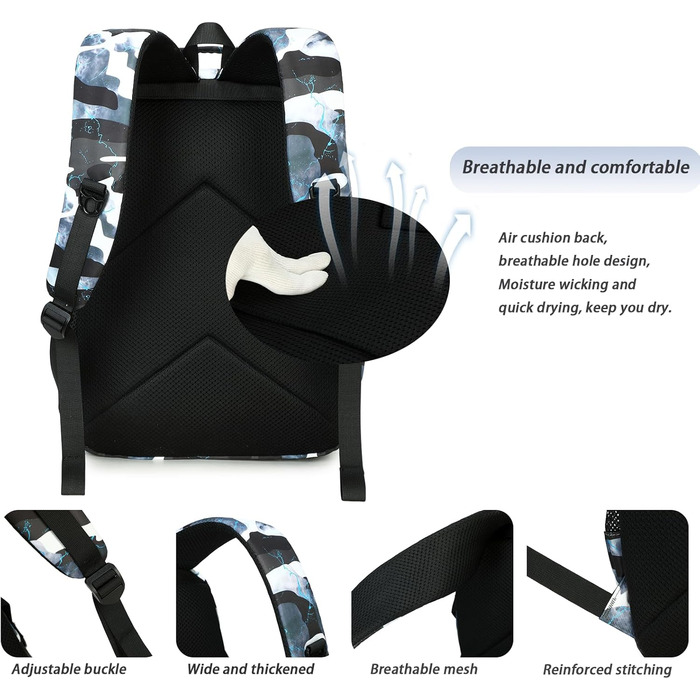 Шкільний рюкзак для хлопчика-підлітка Lmwzh, чорний. Водонепроникний, міцний, великий. Ідеальний для школи.