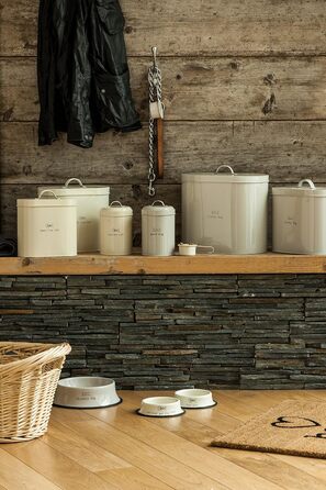 Контейнер для корму для тварин Premier Housewares, 6.5 л, метал, кремовий, з ложкою
