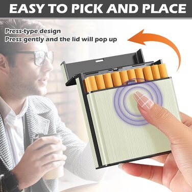 Металеве тютюнотримач для 40 сигарет, великий, з магнітною кришкою, золотий (для жінок та чоловіків)