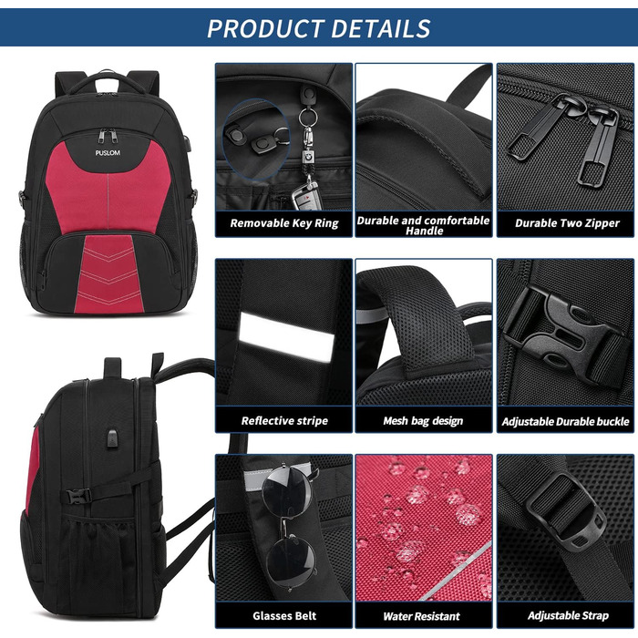 Чоловічий рюкзак 55L, великий, водонепроникний, з відділенням для ноутбука (18.4