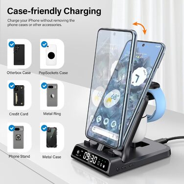 Зарядна станція 3-в-1 для Google Pixel Watch 3/2 та смартфонів Pixel, 25W USB-C, SwanScout 701G2 (Не для Pixel Watch 4/1)