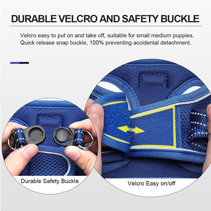Шлейка для собак з повідком Anti-Pull, світловідбиваюча, для маленьких собак, кошенят, тварин (Lapis Blau, S)