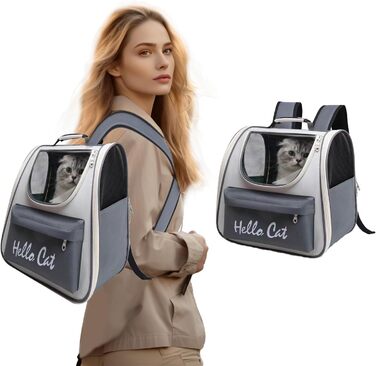 Рюкзак для котів та маленьких собак з сітчастим вікном, до 15 кг, чорний