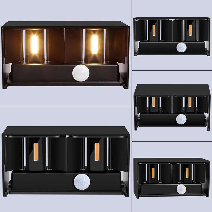 LED-водостійка настінна лампа Kingwen 4 шт. 20W, 3000K, IP65, чорний колір