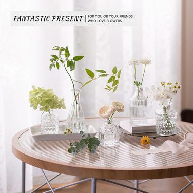 Набір ваз Knospenvasen (12 шт.) - міні вази для квітів, декор для весілля та дому (прозорі)