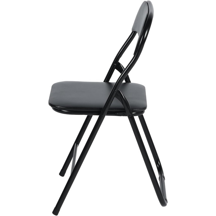 LuxNook 2 Pack PVC Folding Chair, Folding Stool with Cushion, Strong Metal Frame, Camping Chair, Foldable Chair, Office Chair, Space-Saving Desk Chair for Guest, Holds up to 150kg, 2pcs Black