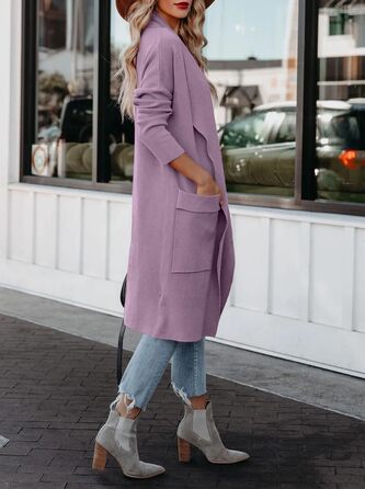 Жіночий кардиган з відкритим спереду, довгим рукавом та декоративними елементами, однотонний, фіолетовий (S)