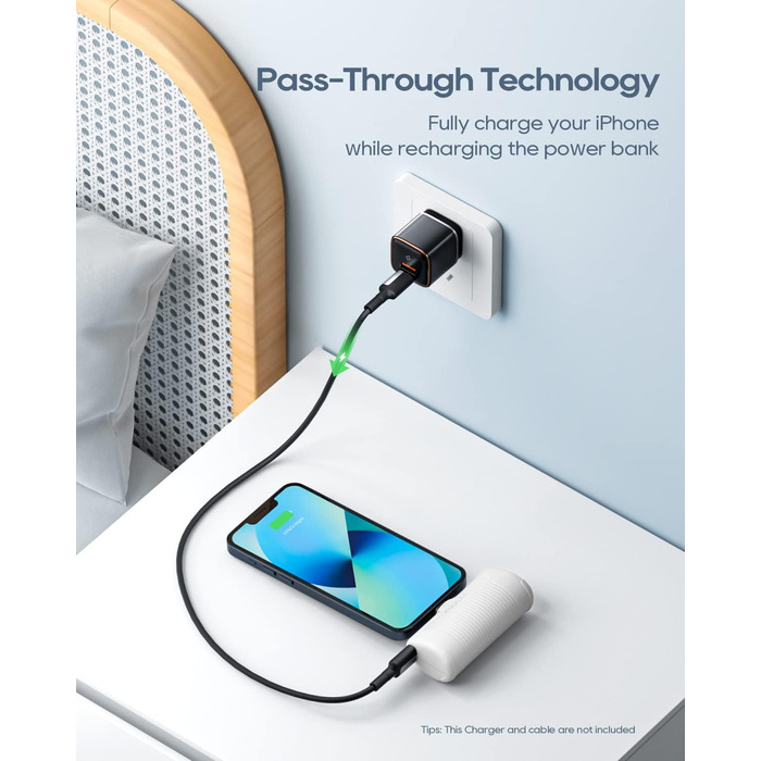 Power Bank 4500mAh PD для iPhone: компактний акумулятор для швидкої зарядки, сумісний з iPhone 14, 13, 12, 11, XS, XR, X, 8, 7, 6. Колір: кремовий