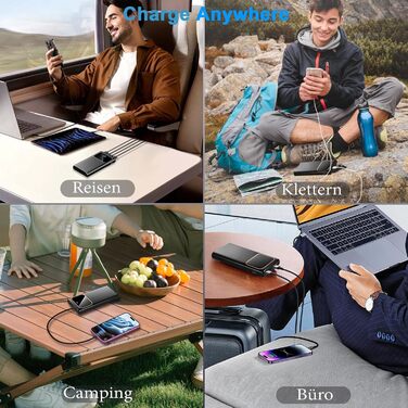 Power Bank 20000mAh з USB-C, PD 3.0, QC 4.0, 22.5W, чорний - для iPhone, Samsung та інших