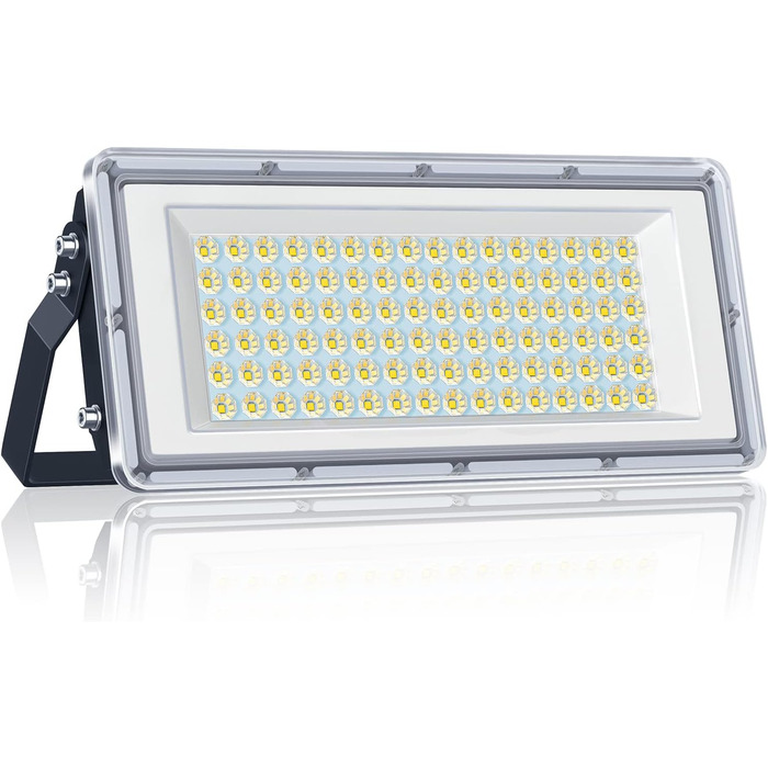 YIQIBRO LED Floodlight Outdoor 100W, 10000LM Super Bright Floodlight Outdoor, Waterproof Outdoor Spotlight IP67, 6500K Cold White Outdoor LED Spotlight 85-265V for Garden, Garage, Factory, Sports Field