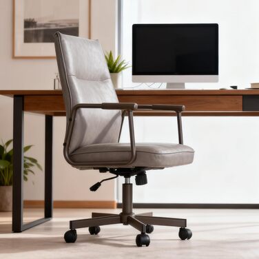Офісне крісло Duhome з регулюванням висоти, поворот на 360°, матеріал PVC, для офісу, вітальні, спальні (сірий)