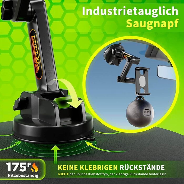 Тримач для планшета в авто/Вантажівка, міцний кріплення на присоску, довгий подовжений важіль, сумісний з iPad та іншими планшетами (16.7 дюймів, чорний)