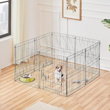 Yaheetech 8-Panel Folding Dog Playpen - 61cm High, Indoor/Outdoor Pet Pen with Door, Flexible & Portable, Easy Assembly - Suitable for Dogs, Cats, Puppies, Rabbits