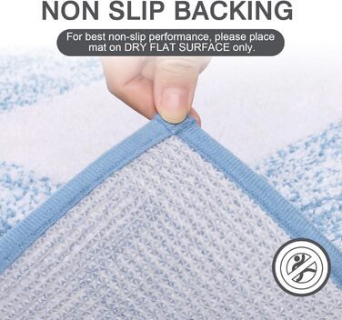 Super Soft Microfiber Bath Mat - Absorbent Non-Slip Bathroom Rug - Washable Shower Mat - 60x90cm Blue